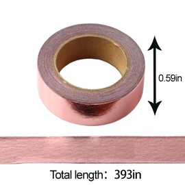 Solid Foil Washi Tape, Decorative Self Adhesive Masking washi Tape,Graphic Art Tape,Washi DIY Graphic Tape Wrapping for Crafts Decoration 5/8" x 393 inches (3 Roll, Rose Gold)