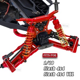 RCMYou Upgrades Part for 1/10 Slash 4x4/Slash 4x4 VXL,Alloy Suspension Arm,Shock Absorber,Caster Block,Steering Blocks,Stub Axle Carriers,Steering Bellcranks,Shock Tower,Body Mounts,Red
