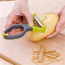 2 in 1 Julienne Peeler & Vegetable Peeler, Fruit Y Peeler, Stainless Steel Cutter Slicer for Carrot Potato Apple Cucumber Melon Gadget - Green