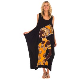 SHU-SHI - Women's Summer Dress - Ideal Casual Look for the Beach - Loose Design - Oversize, Women's motif - black