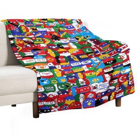 Dujunex Countryball World Map Blanket Soft Cozy Lightweight Flannel Fluffy Microfiber All Season Funny Food Blanket Fuzzy Plush Throw Blankets for Couch Sofa Bed 60"X50"