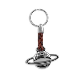 ClaroSchmuck Key Ring Metal Thickness 2 mm Faux Leather Cord Total Length Approx. 9 cm - 11 cm, Planet