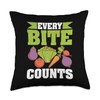 Every Bite Counts Veganism Design For Vegan Throw Pillow