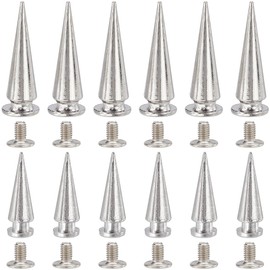 GORGECRAFT 30 Sets 2 Sizes 28mm 20mm Silver Leather Punk Rivets Metallic Cone Spike Studs Screwback Punk Rock Tree leathercraft Stud Screw on Cone Rivets for Leather Clothing Jackets Shoes