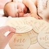 7 Pcs Wooden Double-Sided Engraved Baby Milestone, 10cm Round Baby