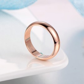 DCFSHEE 4.5MM Glossy Rings for Women Men Thin Flat Wedding Band Comfort Fit 18K Rose Gold Polished Round Stacking Minimalist Ring Size 6-10 (US size 6)