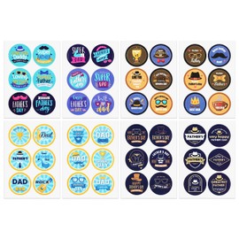 96pcs Father's Day Stickers, 16 Sheets Round Dad Stickers Father's Day Envelope Seals Labels Decals Stickers Colorful Funny Gift Father's Day Party Decorations for Crafts, Greeting Cards，Scrapbooking