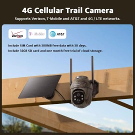Usogood 4G LTE Solar Cellular Trail Cameras, 360°Game Camera with Night Vision