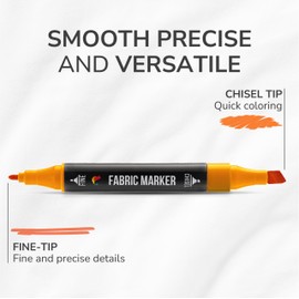 Zenacolor 20 Fabric Markers with Dual Tips - Vibrant Colors Fabric Markers Permanent for Clothes - Fine and Chisel Point Fabric Paint Markers