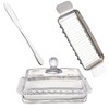 ‌Clear Glass Butter Dish with Lid - 6.7in Glsss Container