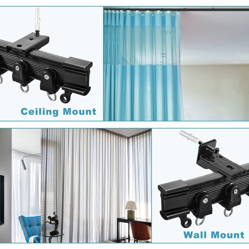 Flexible Curtain Track, 20Ft Ceiling Track for Curtains, Bendable Wall