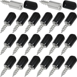 LUORNG 20PCS Non Punched Phillips Shelf Bracket Screws 25mm Long One Piece Self Tapping with Non Slip Socket Support Screws for Furniture Bookcase Shelves Cabinet Shelves Black