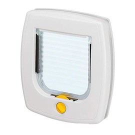 Ferplast Cat Flap, Dog Flap, Door for Cats and Small Dogs Swing 3, Four-Way Adjustable Entry and Exit, Universal Installation, Partial Tunnel, White