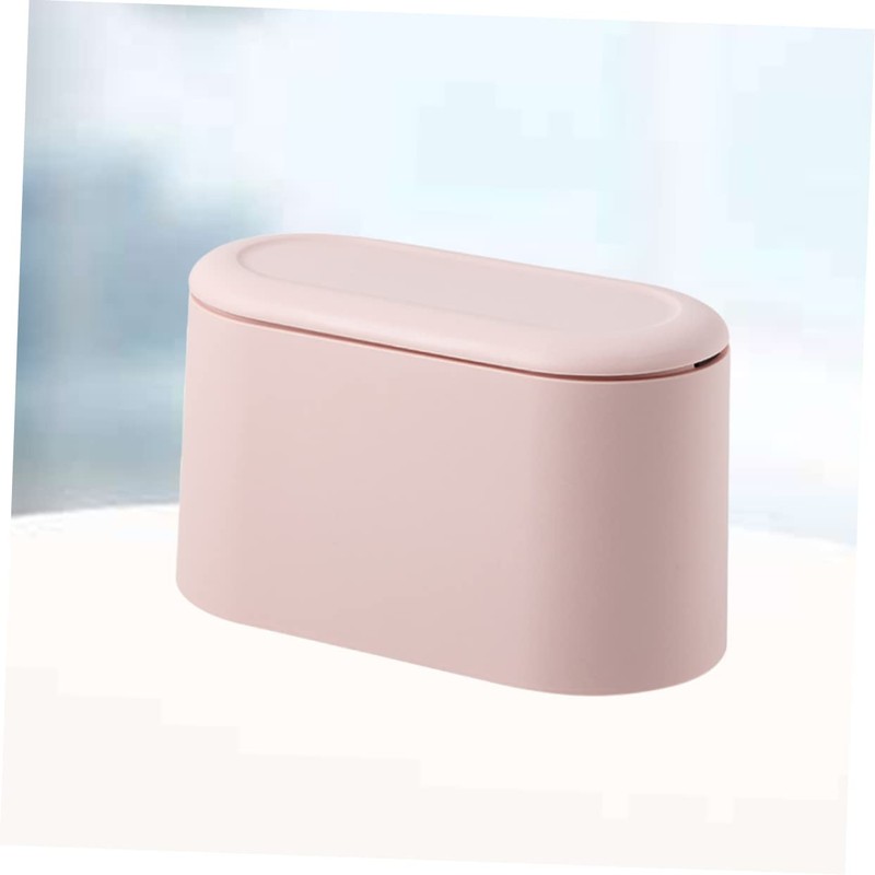 Operitacx 1pc Mini Desktop Trash Can Pink Simple Design Press