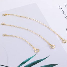 LANCHARMED Gold Chain Extension, Pack of 3 14 Karat Gold-Plated Extension Chain for Necklaces, Bracelets, Anklets, Extension Chain for Jewellery Making