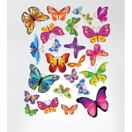 Easy Peel and Stick Instant Home Decor Wall Sticker - Colorful Butterflies Nursery Decals #3005