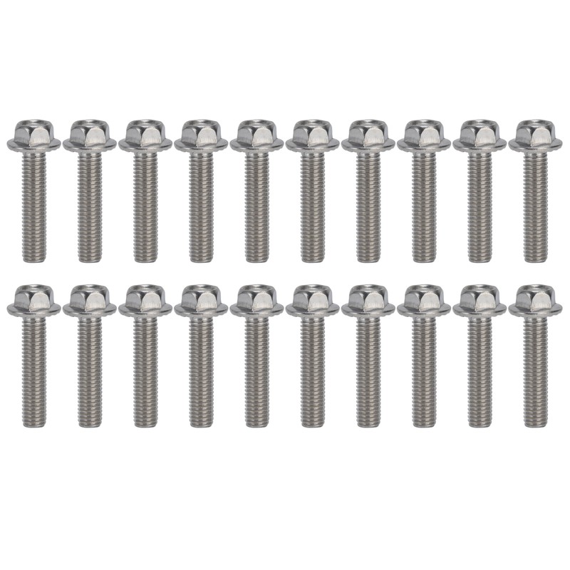20Pcs M10x1.5 Screw Bolts A2‑70 Stainless Steel Flanged Hex Head