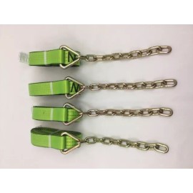 SnS 8 pt Kit 14 Hi-VIZ TECNIC Webbing Rollback / Flatbed Car Tie-Down w/ Chain Tails