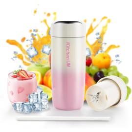 Portable Blender for Shakes and Smoothies, Stainless Steel Smoothie Blender, 16.1oz Electric Juicer with 6 Blades for Protein & Shakes, USB Rechargeable Personal Mixer for Kitchen, Office Gym(Pink)
