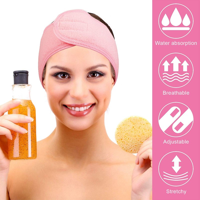 Whaline Diadema facial de spa para maquillaje, diadema de tela