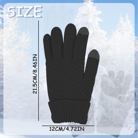 MUNSKT Winter Touch Screen Thermal Gloves, Winter Gloves for Women Men, Thickened Knitted Gloves, Elastic Soft Winter Riding Gloves for Outdoor Cycling Working Running Driving (Black Beige)