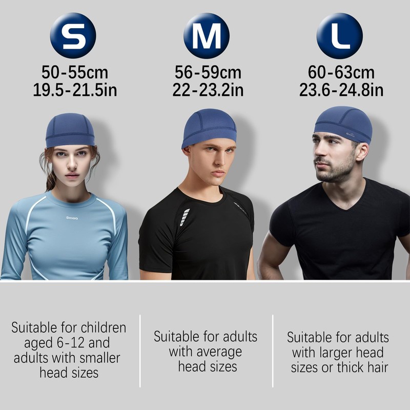 GXCROR 3 Pack Cooling Skull Cap with Sweat-Wicking & Anti-Odor