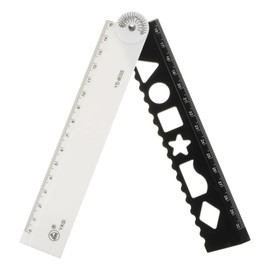 sourcing map Folding Ruler 30cm Metric Polystyrene Foldable Angle Protractor Measure Measurement Measuring Tool Construction Ruler Straight Ruler for Artists Designers, White Black