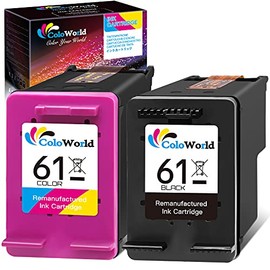 ColoWorld Remanufactured HP Ink 61 Replacement for HP 61 Ink Cartridge Combo Pack Fit for Envy 4500 4502 5530 DeskJet 2512 1512 2542 2540 2544 3000 3052a 1055 OfficeJet 4630 Printer (1 Black,1 Color)