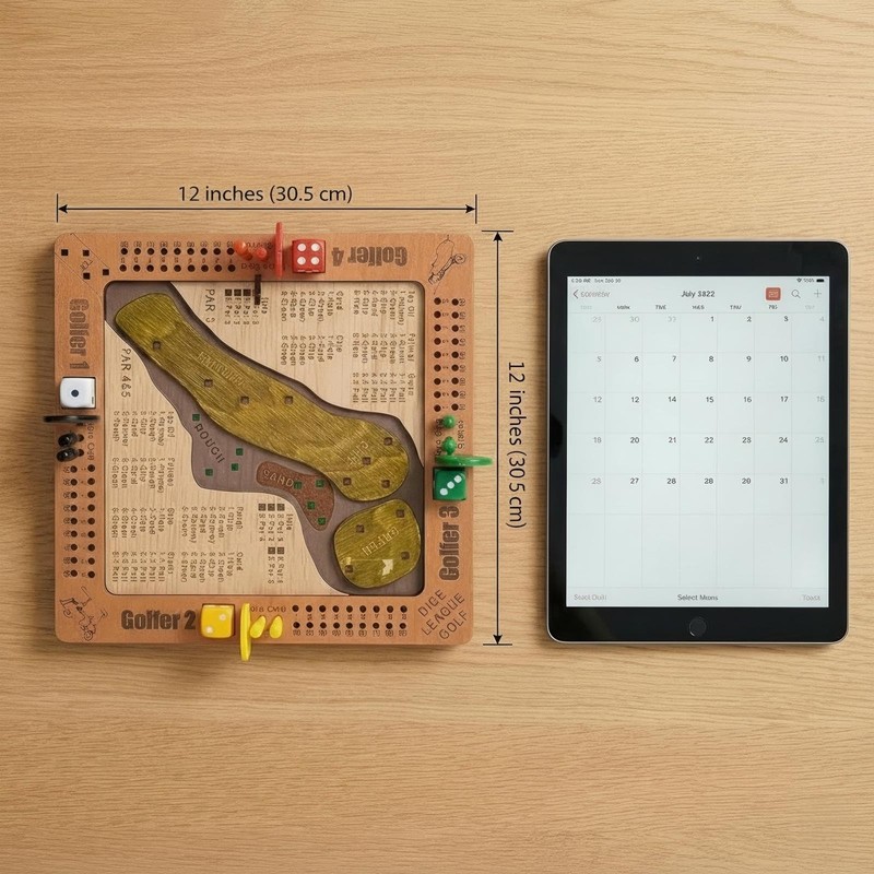 Tabletop Dice Golf Game - Portable Wooden Board Game for