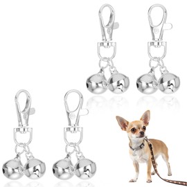LIQWEI 4 Pcs Bells for Dog Collars, Mini Dog Collar Bell, Pet Pendant Accessories Training Collars Charm Dogs Training Bell Collar for Dogs and Cats