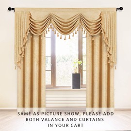 ELKCA Thick Chenille Window Curtains Valance for Living Room Luxury Gold Waterfall Valance for Bedroom (W79, 1 Panel)