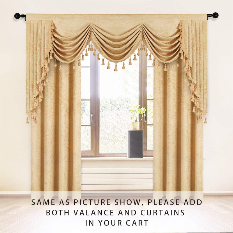 ELKCA Thick Chenille Window Curtains Valance for Living Room Luxury