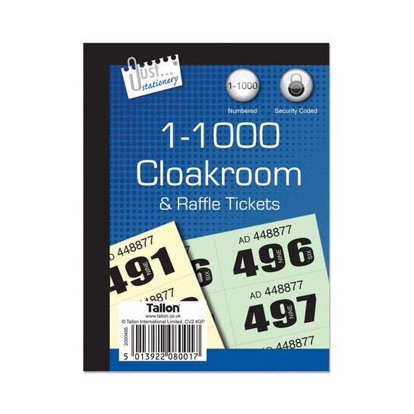 BOOK OF 1000 RAFFLE/CLOAKROOM TICKETS