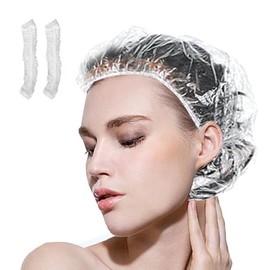 Materiales Nuestros Gorros Ducha Desechables Están Hechos Plástico Que Grueso Rompe Gotea Fácilmente Gorro Impermeable Dura