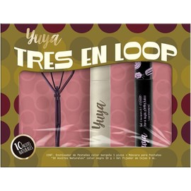 YUYA Tres en Loop Set Enchinador de Pestañas Borgoña + Máscara 10 Aceites Naturales Negra 10 g + Gel Fijador de Cejas 8 ml Pestañas Largas, Curvatura Natural, Volumen y Definición Fijación de Cejas y Baby Hairs con Acabado Natural