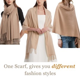 FURTALK Womens Scarf Ladies Pashmina Shawls and Wraps Large Soft Warm Blanket for Gifts Winter, Khaki