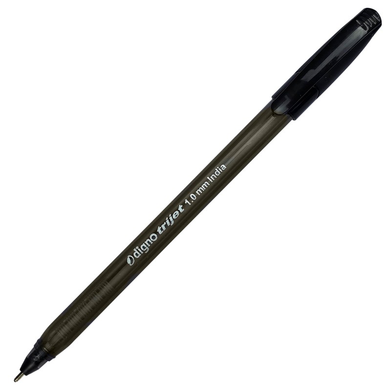 DIGNO Tri-Mate Ballpoint Pens, BLACK, Medium Point (1.0mm), Pack of