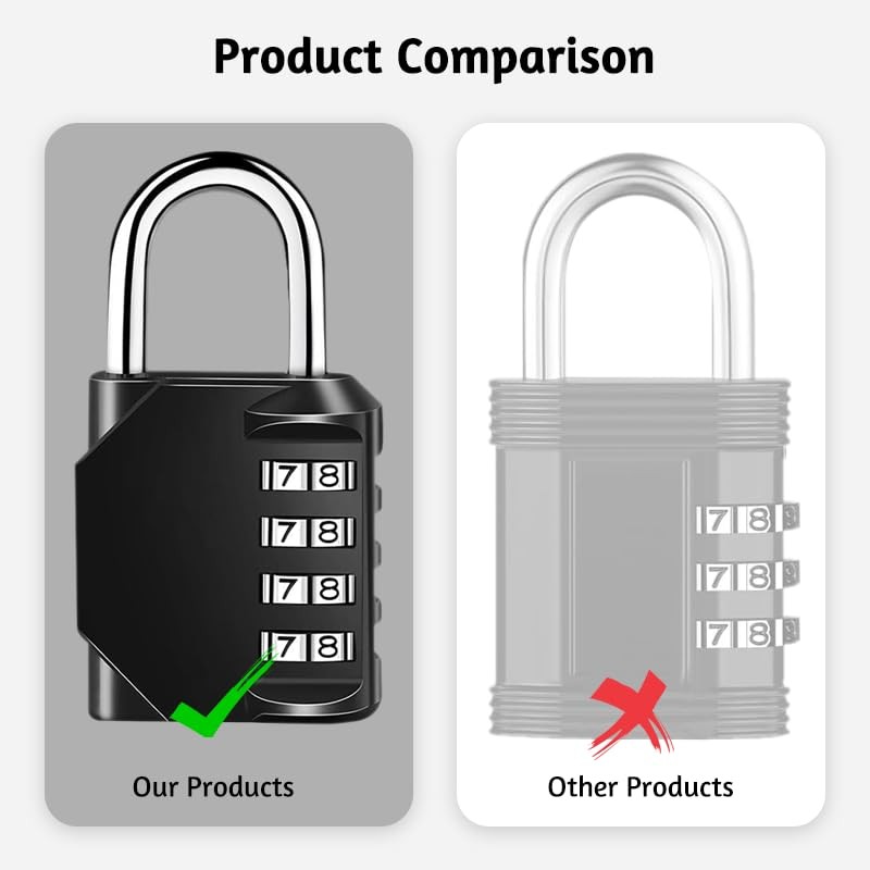 Youery Pack of 2 Padlock Combination Lock, 4 Digit Combination