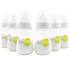 Avima Anti-Colic Baby Bottles – 4 oz, Slow Flow Nipples – BPA-Free, Standard Neck – Stage 1 for 0–3 Months – Set of 6