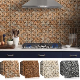 Midcard 8-Sheet Peel and Stick Backsplash of Kitchen Mosaic Tiles, PVC Backsplash Kitchen Wall Decor.