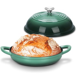 Bread Oven for Sourdough (5.5 QT), Joyfair Enamaled Cast Iron Bread Dutch Oven with Lid, Sourdough Bread Baking Pan, Heavy Duty Dual Handles, Non-Stick & Even Cooking, Oven-safe 500°F, Olive Green