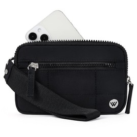 WESTBRONCO [Mother's Day]  Puffer Wristlet Wallets Bag for Women Waterproof Nylon Quilted with 3 Zipper Purse Credit Card Holder Phone RFID Blocking:_Black