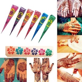 Henna Temporal 100% Natural para Tatuajes Piel Mandalas 2 Conos, Morado Colores a Escoger