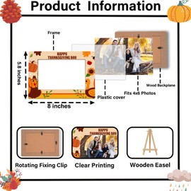 YSTEP Thanksgiving Picture Frame, Fall Pumpkin & Turkey Photo Frame for 4x6 Photos, Autumn Tabletop Decor for Home or Office, Seasonal Gift for Women, Men, Friends –J02