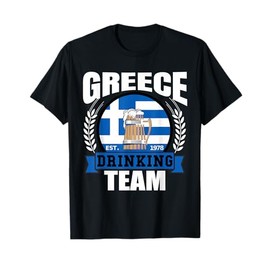 Greece Drinking Team Greek Flag Beer Party Grecian Gift T-Shirt