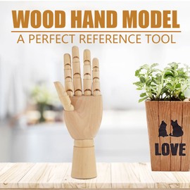 Wooden Hand Model, Flexible Moveable Wooden Women Mannequin Hand Artist Model Jointed Articulated Wood Sculpture for Sketching Drawing Painting Artwork Home Office Desk Decoration(10"Left Hand)