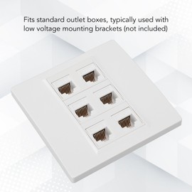 CAT6 Ethernet Faceplate 6 Port Cat 6 Female to Female Ethernet Socket Wall Plate for Cat6 6a 5 5e Ethernet Devices Networking Socket Box