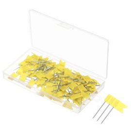 PATIKIL Flag Map Push Pins 1 Inch Travel Card Pens with Plastic Head for Cork Pin Board Picture Card Hanging Yellow Pack of 100