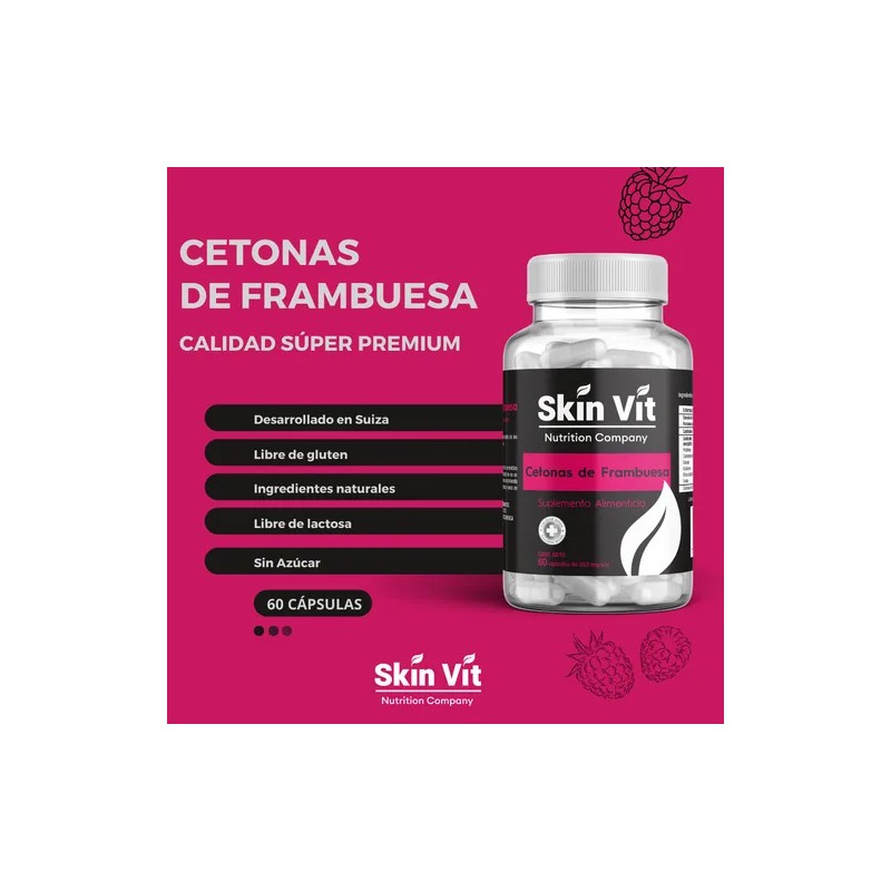 Cetonas De Frambuesa Skin Vit 60 Cápsulas, Súper Premium Sabor