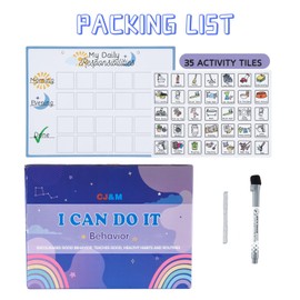 CJ&M Magnetic Kids Daily Responsibilities Chart, Daily Routine, Chore Chart, Morning/Evening Checklist, Children's Job Poster, Wtih 35 Magnetic Chores - Behavior, Responsibility and Dry Erase Markers